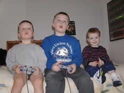 children playing video game